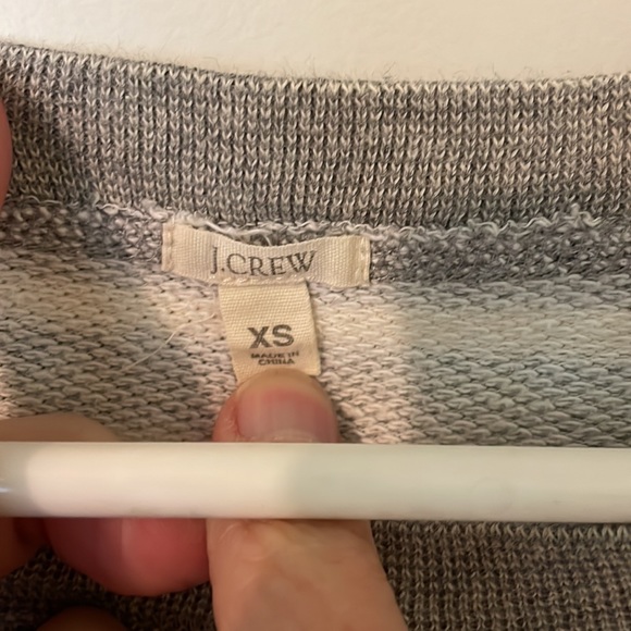 JCrew gray and cream stripe soft Terry sweatshirt, split hem detail on sides - Picture 2 of 7